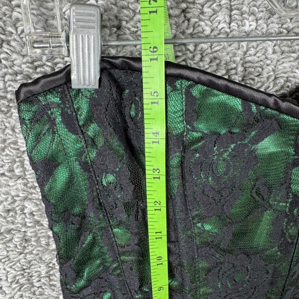 Daisy Corsets Lavish Green Lace Front Zip Overbust Boned Cincher Bustier Large - Picture 7 of 12